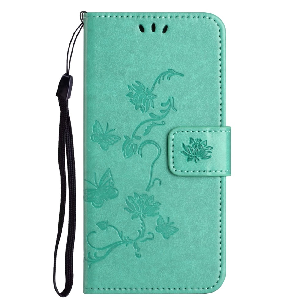 Virágos könyvtáska iPhone 16 Pro készülékhez - teal színű