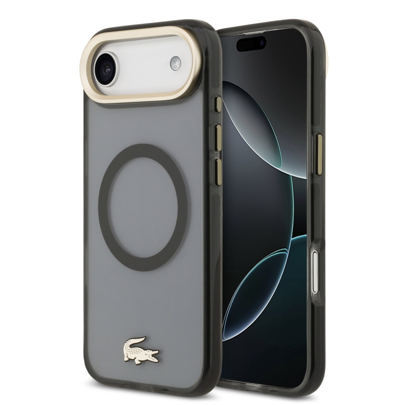Lacoste PC/TPU Frosted Finish Gold Logo MagSafe hátlapi borító iPhone Air készülékhez Fekete