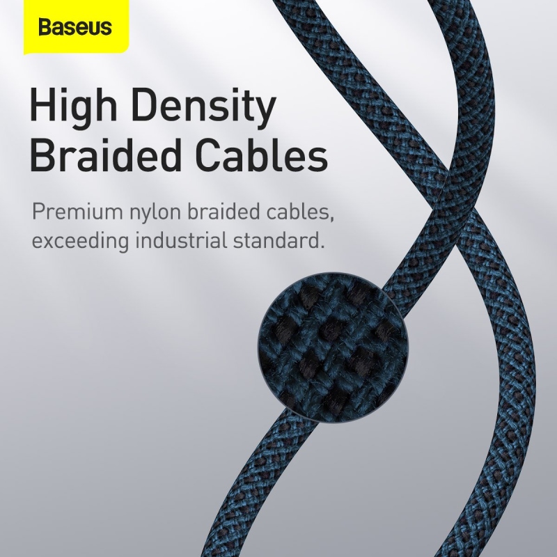 Baseus High Density Braided Series Gyors töltő kábel USB-C - világítás 20W 1m kék