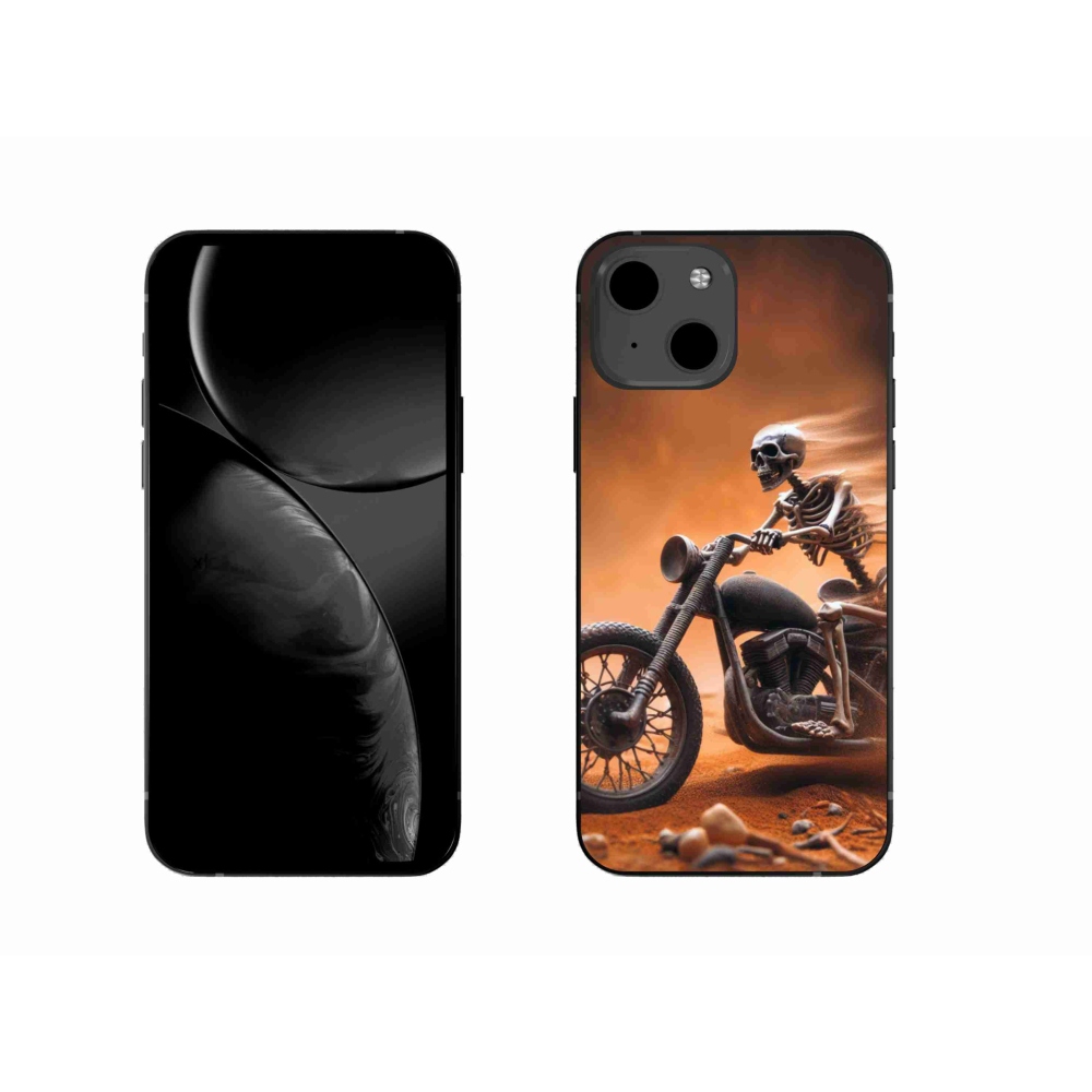 Zselés borítás mmCase iPhone 13 6.1 készülékhez - csontváz egy motorkerékpáron