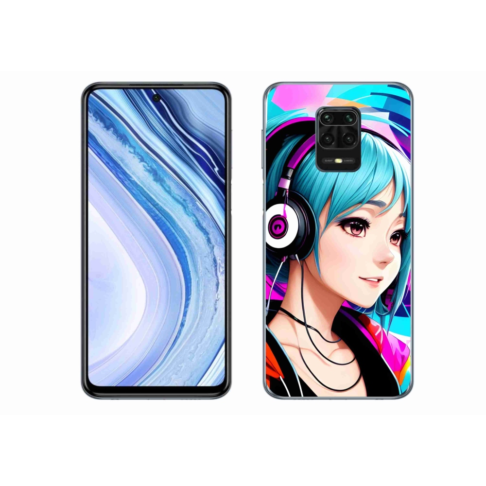 Gél borítás mmCase a Xiaomi Redmi Note 9 Pro-hoz - lány fejhallgatóval