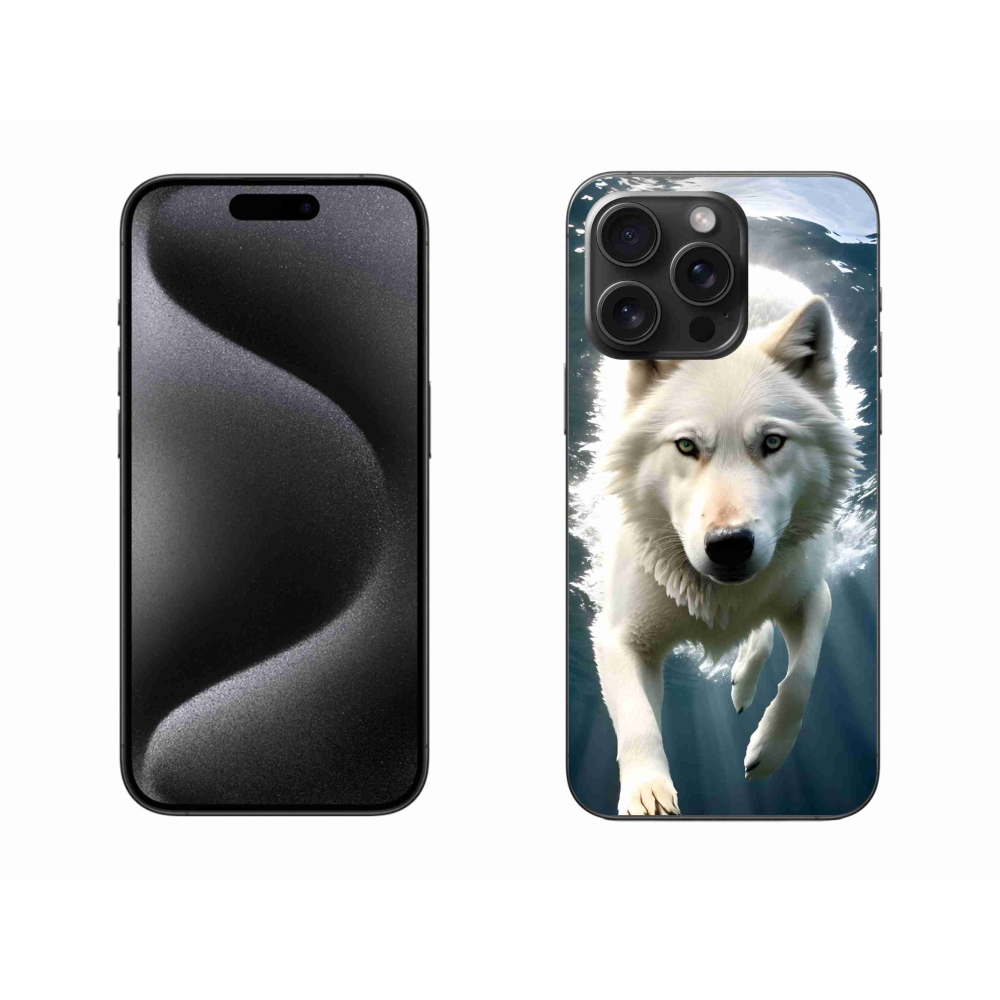 Zselés borítás mmCase iPhone 15 Pro Max készülékhez - fehér farkas