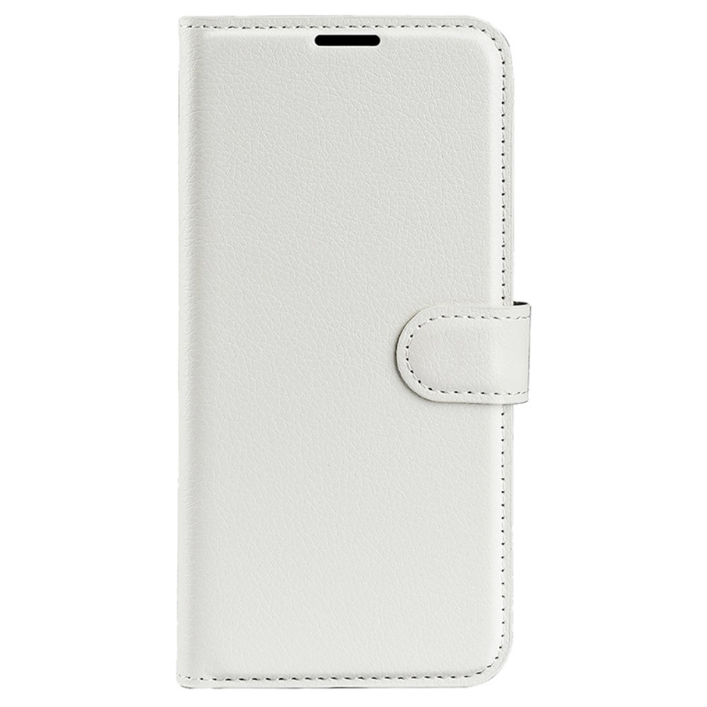 Litchi könyv tok iPhone 16 Plus készülékhez - fehér