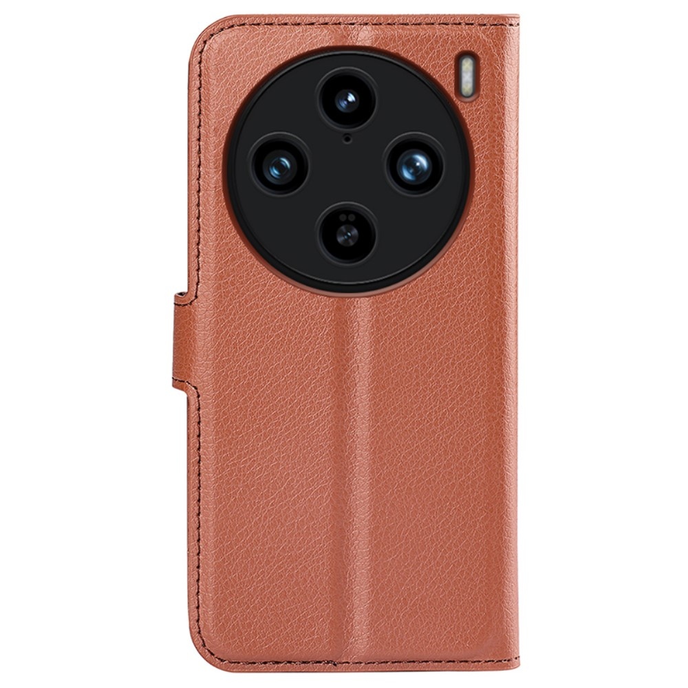 Litchi könyv tok a Vivo X100 Pro 5G-hez - barna színű