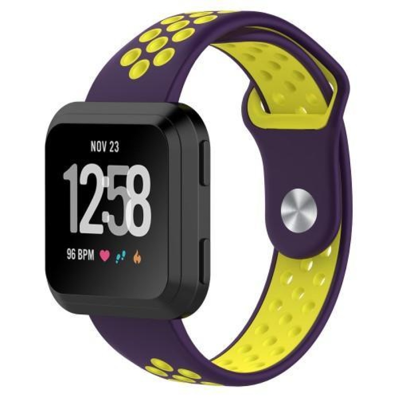 Duos szilikon szíj Fitbit Versa okosórához - lila és sárga színben