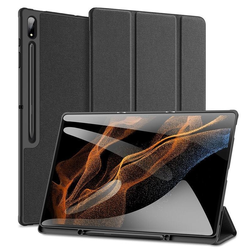 DUX intelligens pozicionáló PU bőr táblagép tok Samsung Galaxy Tab S8 Ultra - fekete