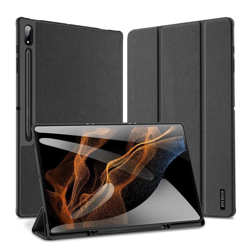 DUX intelligens pozicionáló PU bőr táblagép tok Samsung Galaxy Tab S8 Ultra - fekete