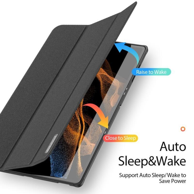 DUX intelligens pozicionáló PU bőr táblagép tok Samsung Galaxy Tab S8 Ultra - fekete