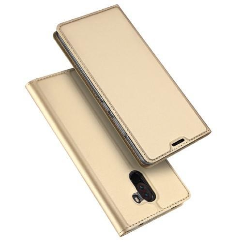 DUX elegáns PU bőr pénztárca tok a Xiaomi Pocophone F1-hez - arany színben