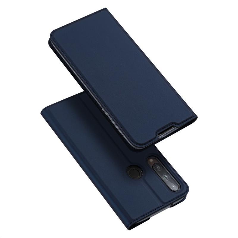 DUX elegáns PU bőr tok a Huawei P40 Lite E számára - sötétkék
