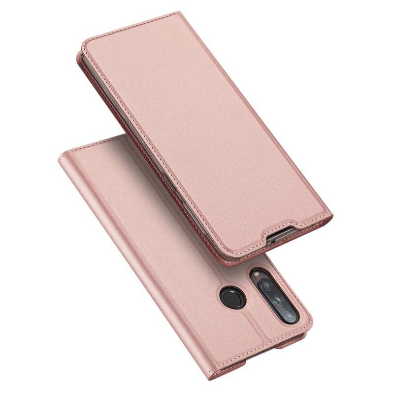 DUX elegáns PU bőr tok a Huawei P40 Lite E számára - rózsaarany színben