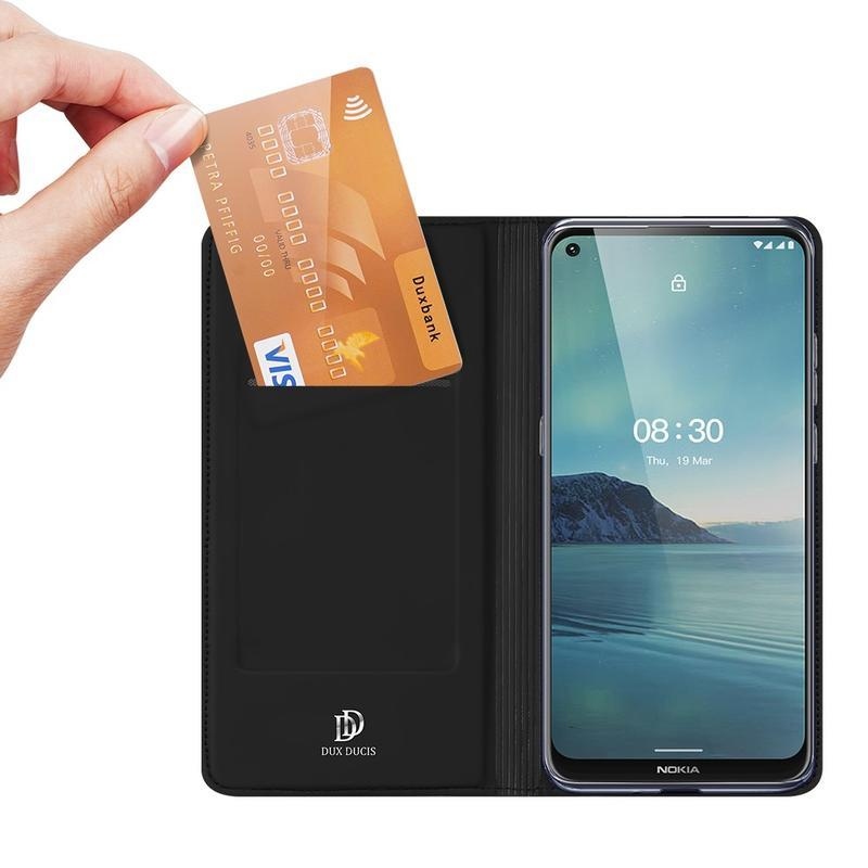 DUX elegáns PU bőr tok Nokia 3.4 készülékhez - fekete színben