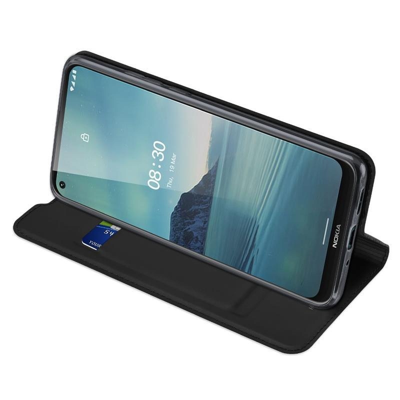 DUX elegáns PU bőr tok Nokia 3.4 készülékhez - fekete színben