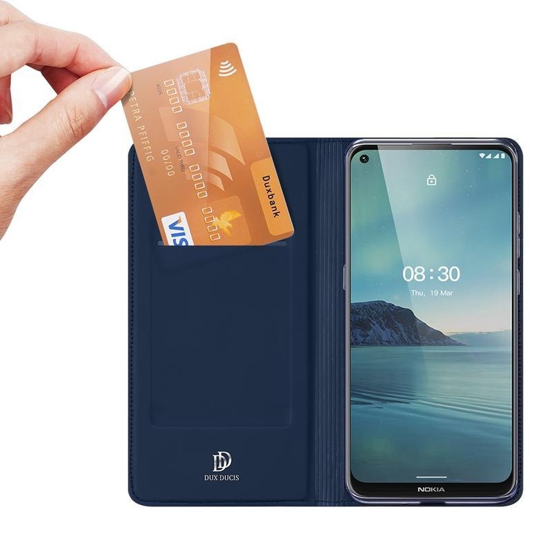 DUX elegáns PU-bőr tok Nokia 3.4 készülékhez - sötétkék színben