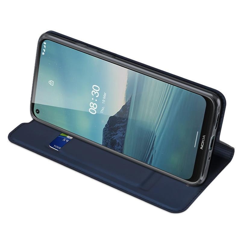 DUX elegáns PU-bőr tok Nokia 3.4 készülékhez - sötétkék színben