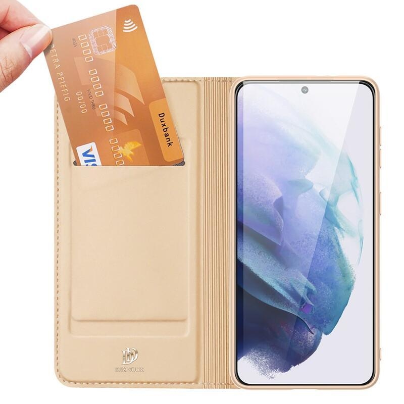 DUX elegáns PU bőr tok Samsung Galaxy S22+ 5G - arany színben