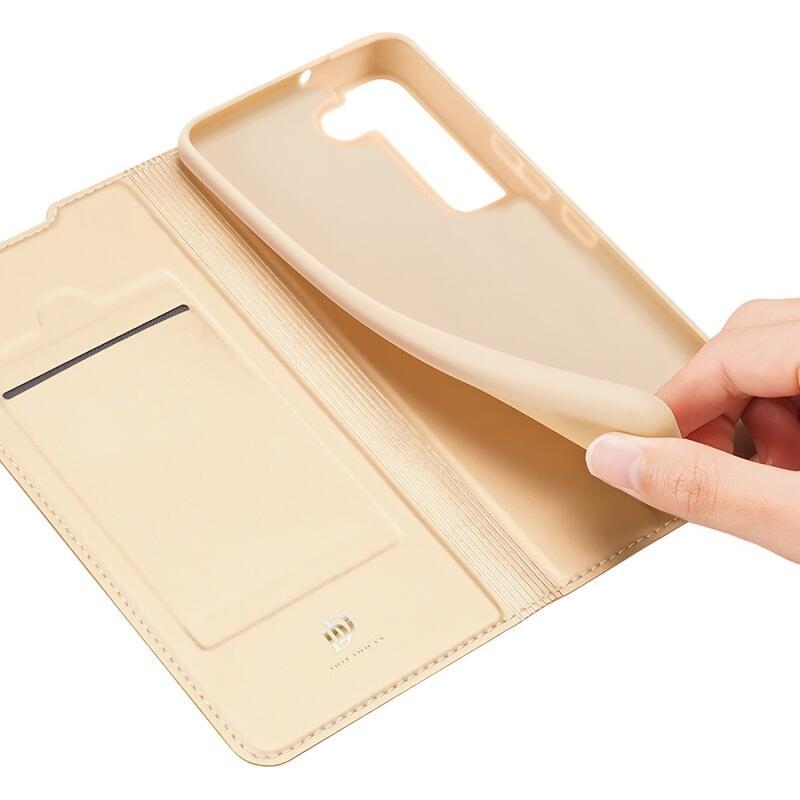 DUX elegáns PU bőr tok Samsung Galaxy S22+ 5G - arany színben