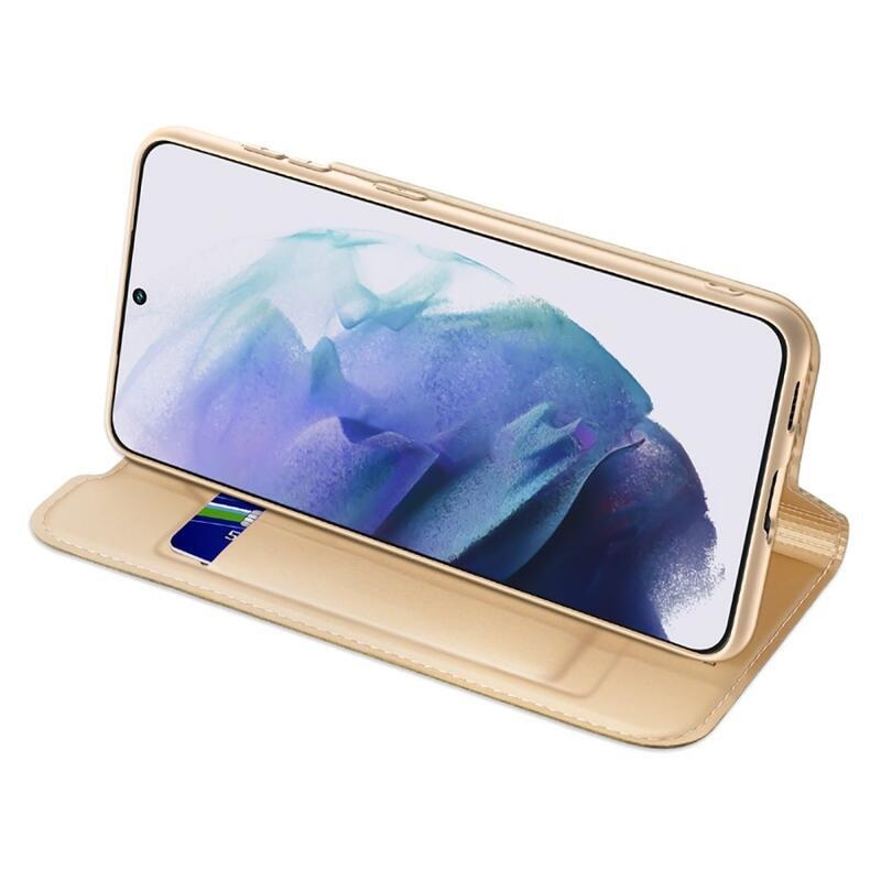 DUX elegáns PU bőr tok Samsung Galaxy S22+ 5G - arany színben