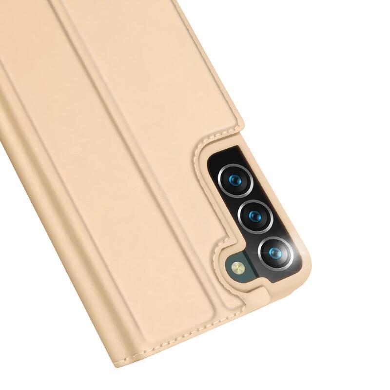 DUX elegáns PU bőr tok Samsung Galaxy S22+ 5G - arany színben