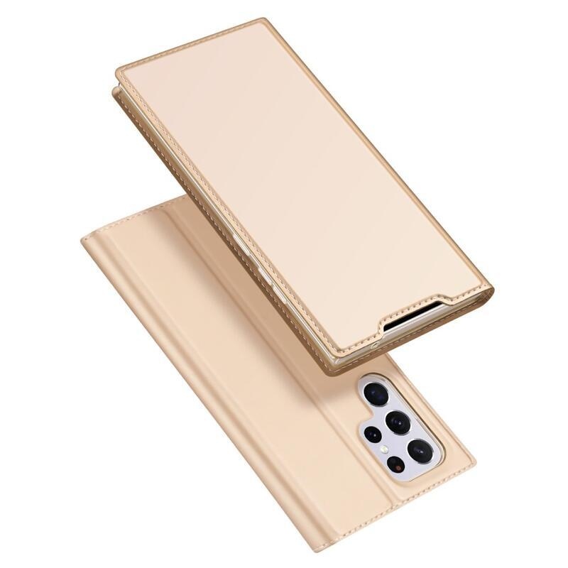 DUX elegáns PU bőr tok Samsung Galaxy S22 Ultra 5G készülékhez - arany színben
