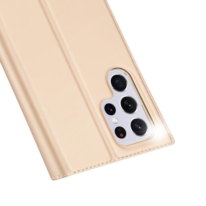 DUX elegáns PU bőr tok Samsung Galaxy S22 Ultra 5G készülékhez - arany színben