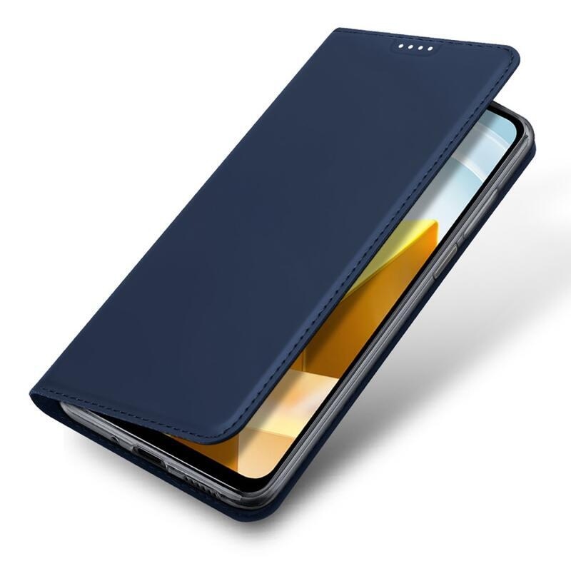 DUX elegáns PU bőr tok a Xiaomi Poco M5 készülékhez - sötétkék