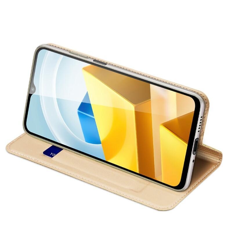 DUX elegáns PU bőr tok a Xiaomi Poco M5 készülékhez - arany színben
