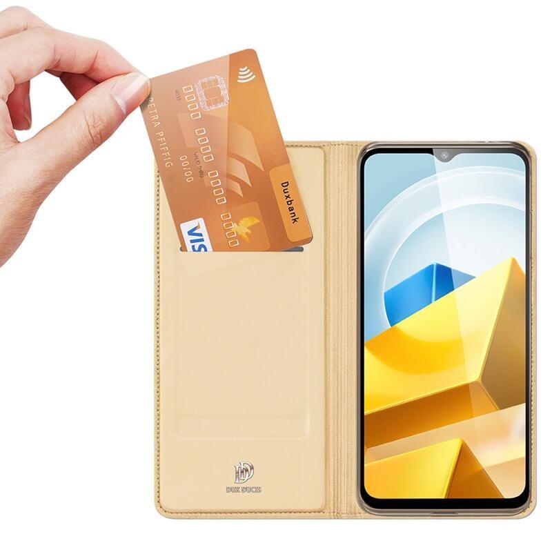 DUX elegáns PU bőr tok a Xiaomi Poco M5 készülékhez - arany színben