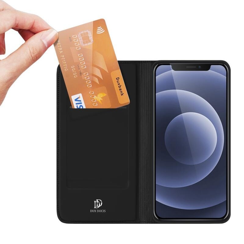 DUX elegáns PU bőr tok iPhone 13 6.1 készülékhez - fekete