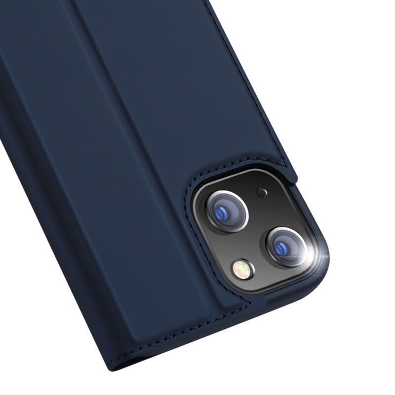 DUX elegáns PU bőr tok iPhone 13 6.1 készülékhez - sötétkék