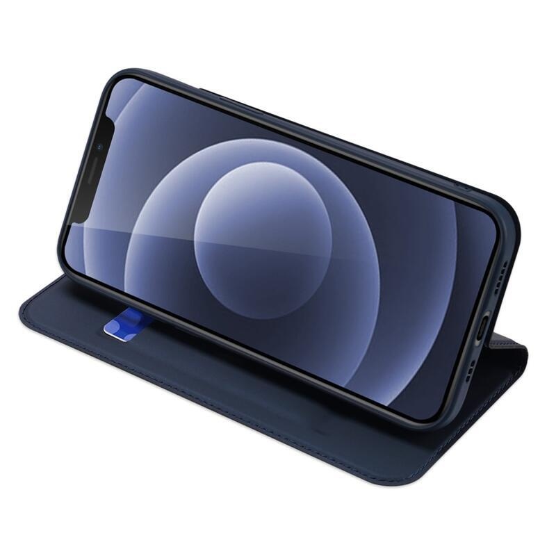 DUX elegáns PU bőr tok iPhone 13 6.1 készülékhez - sötétkék