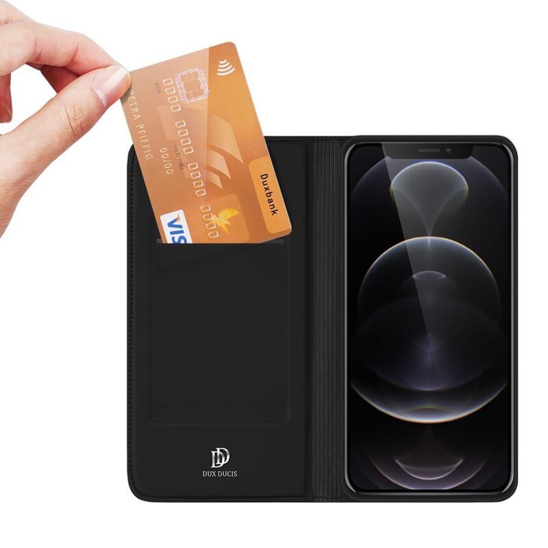 DUX elegáns PU bőr tok iPhone 13 Pro 6.1 készülékhez - fekete