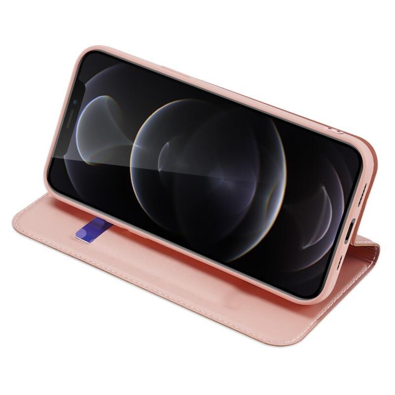 DUX elegáns PU bőr tok iPhone 13 Pro 6.1 készülékhez - rózsaszín