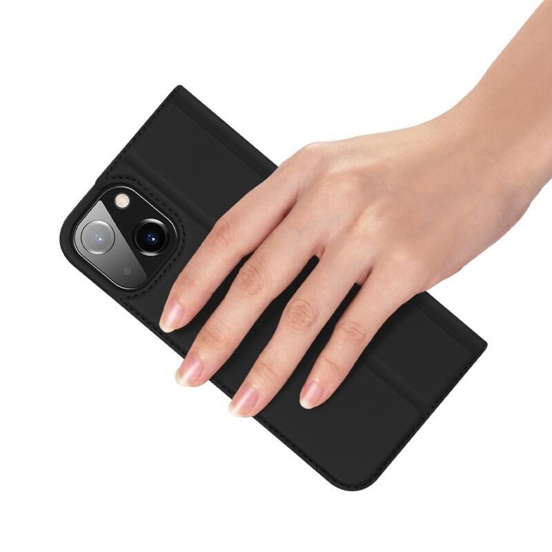 DUX elegáns PU bőr tok iPhone 14 6.1 készülékhez - fekete