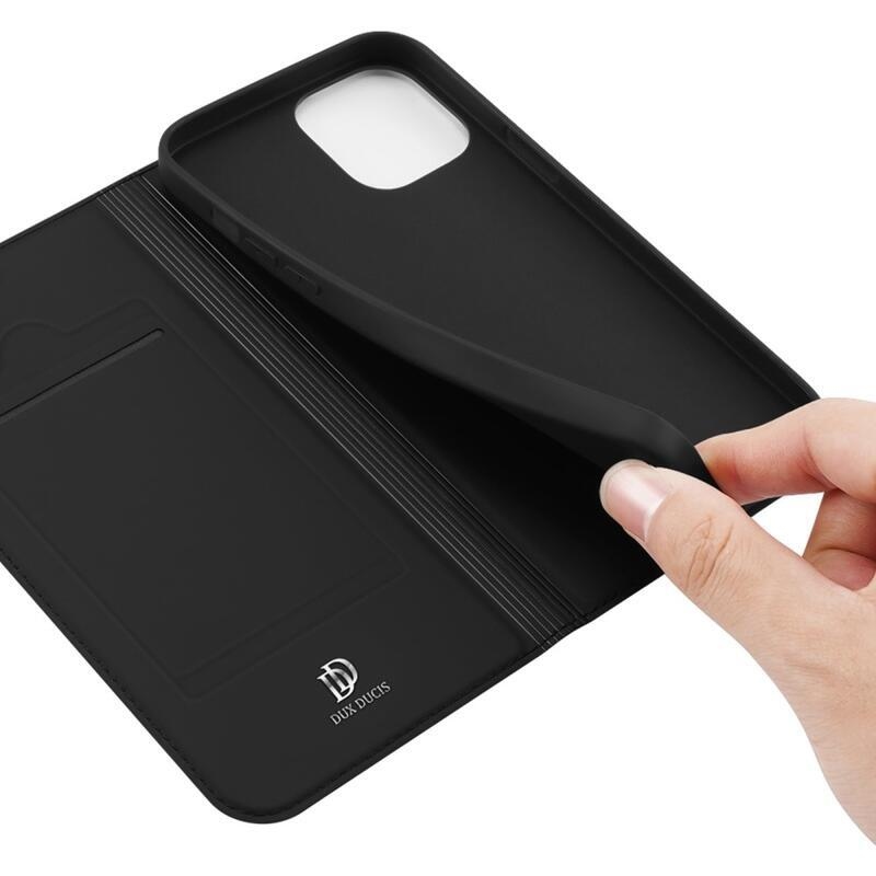 DUX elegáns PU bőr tok iPhone 14 6.1 készülékhez - fekete