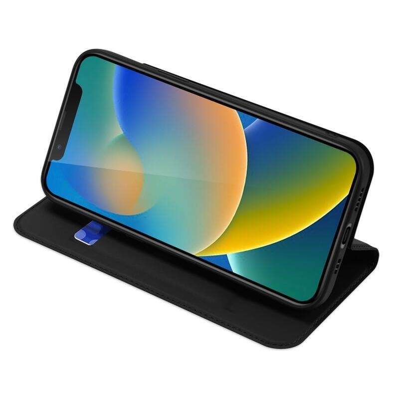 DUX elegáns PU bőr tok iPhone 14 6.1 készülékhez - fekete