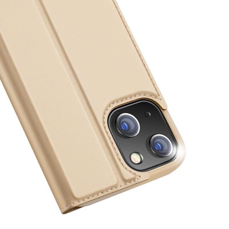 DUX elegáns PU bőr tok iPhone 14 6.1 készülékhez - arany színben