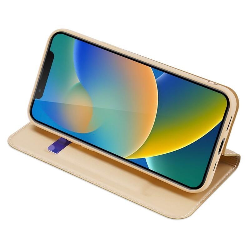 DUX elegáns PU bőr tok iPhone 14 6.1 készülékhez - arany színben