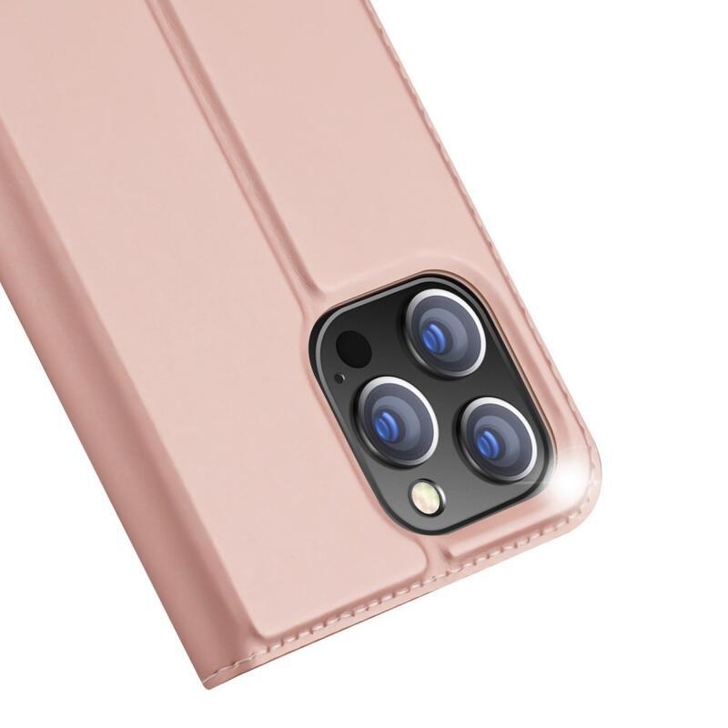 DUX elegáns PU bőr tok iPhone 14 Pro 6.1 készülékhez - rózsaarany színben