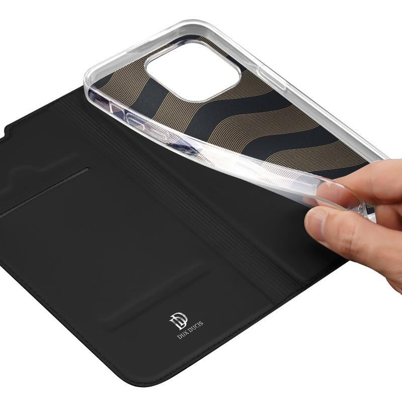 DUX elegáns PU bőr tok iPhone 14 Pro Max 6.7 készülékhez - fekete