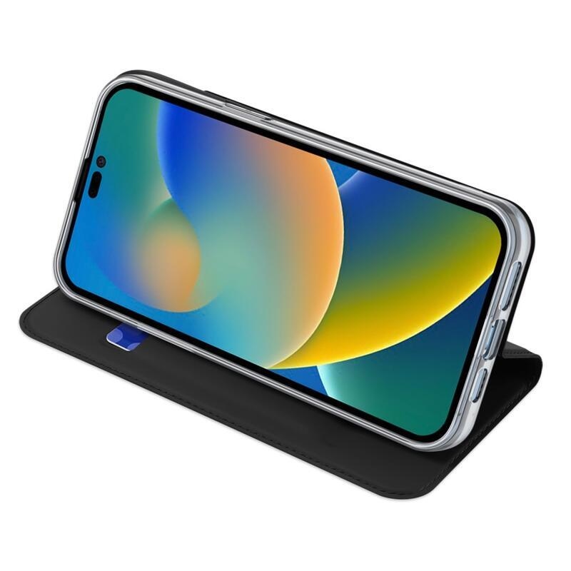 DUX elegáns PU bőr tok iPhone 14 Pro Max 6.7 készülékhez - fekete