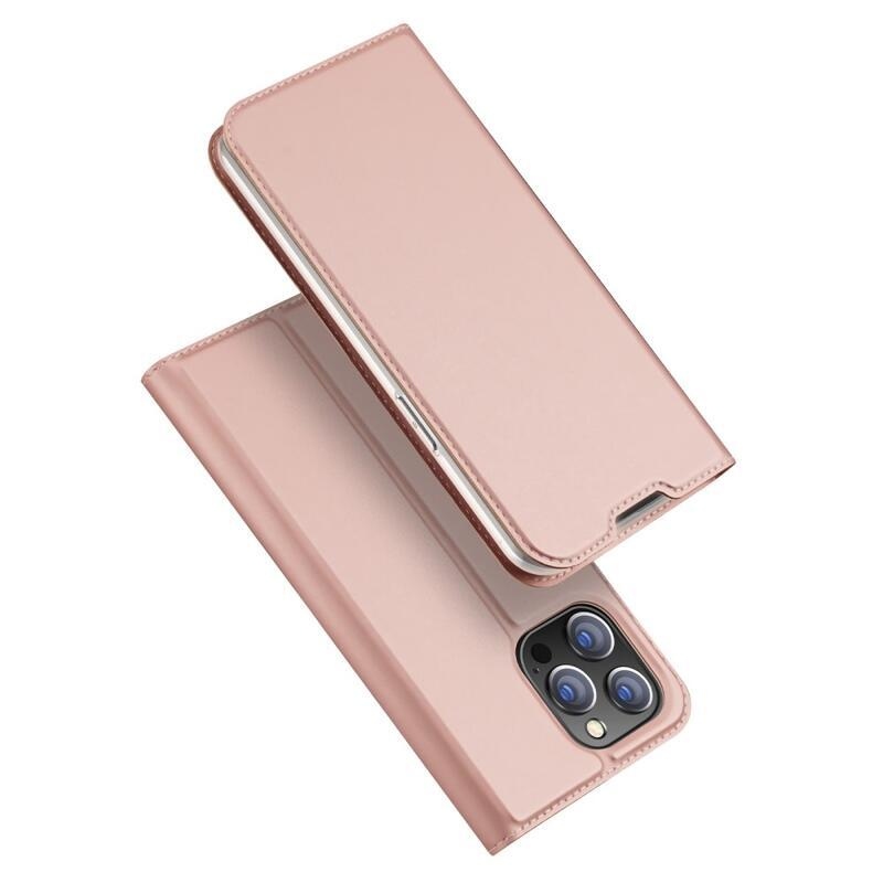 DUX elegáns PU bőr tok iPhone 14 Pro Max 6.7 készülékhez - rózsaarany színben