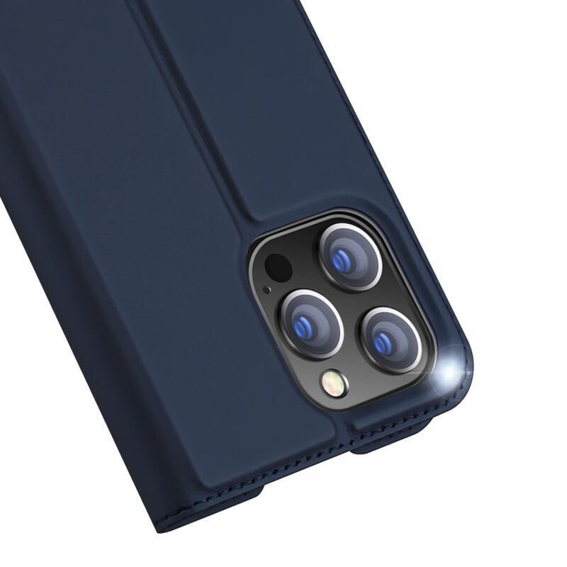 DUX elegáns PU bőr tok iPhone 14 Pro Max 6.7 készülékhez - sötétkék