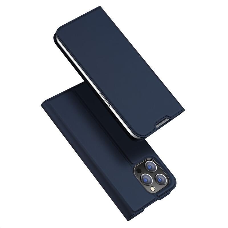 DUX elegáns PU bőr tok iPhone 14 Pro Max 6.7 készülékhez - sötétkék