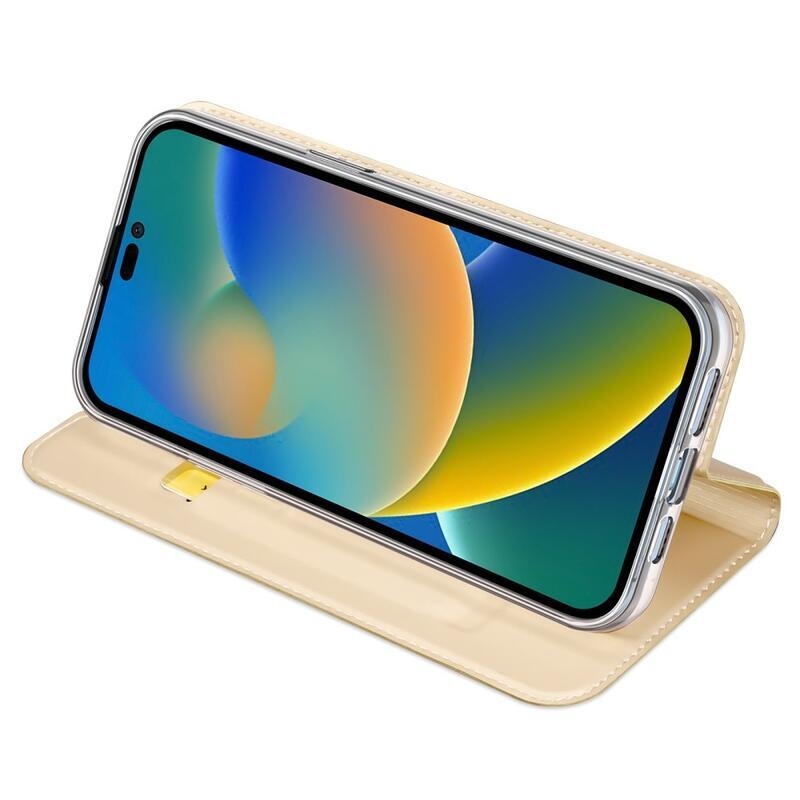 DUX elegáns PU bőr tok iPhone 14 Pro Max 6.7 készülékhez - arany színben