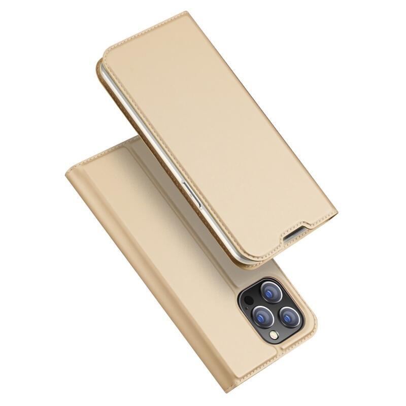 DUX elegáns PU bőr tok iPhone 14 Pro Max 6.7 készülékhez - arany színben
