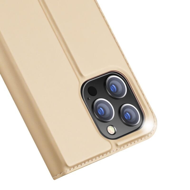 DUX elegáns PU bőr tok iPhone 14 Pro Max 6.7 készülékhez - arany színben