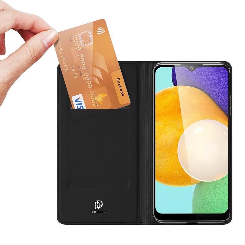 DUX elegáns PU bőr tok Samsung Galaxy A03s (166.6 x 75.9 x 9.1mm) - fekete színben