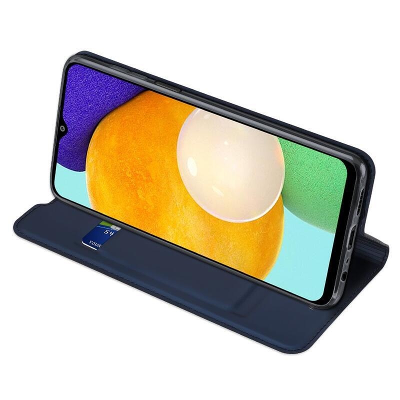 DUX elegáns PU bőr tok Samsung Galaxy A03s (166.6 x 75.9 x 9.1mm) - sötétkék
