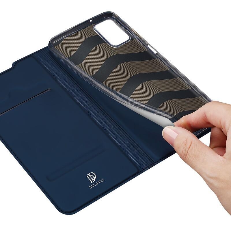 DUX elegáns PU bőr tok Samsung Galaxy A03s (166.6 x 75.9 x 9.1mm) - sötétkék